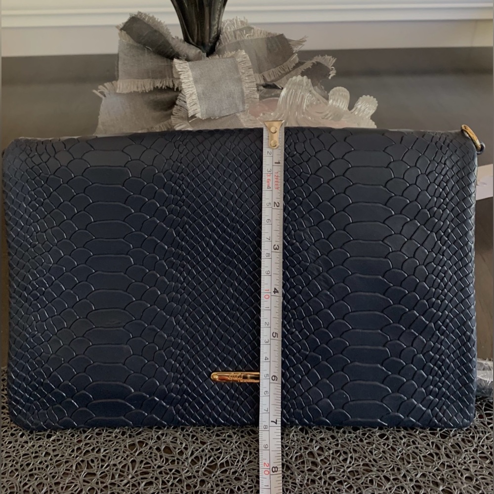 GIGI New York Navy Clutch•Detachable Strap•Tassel•Python Embossed Leather•NWT - Picture 11 of 12
